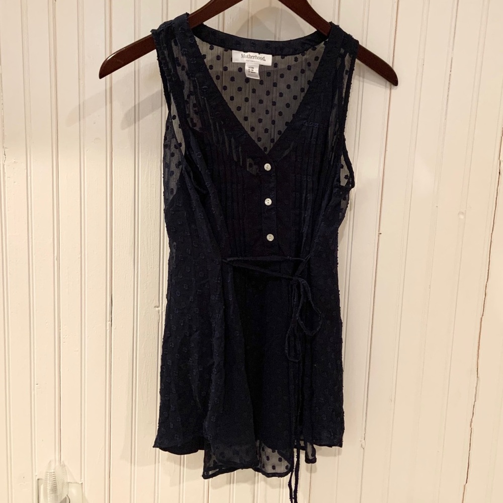 Navy blue maternity blouse
